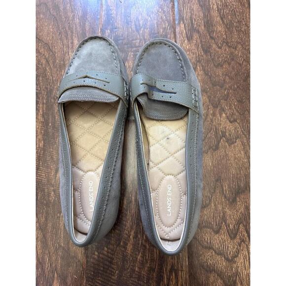 Lands' End Womens Grey Suede Driving Loafers Slip On Studded Sole Casual - Picture 6 of 7